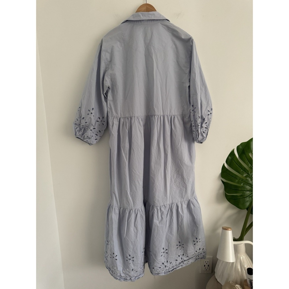 Anthropologie Light Blue Eyelet Midi Dress - Picture 9 of 10